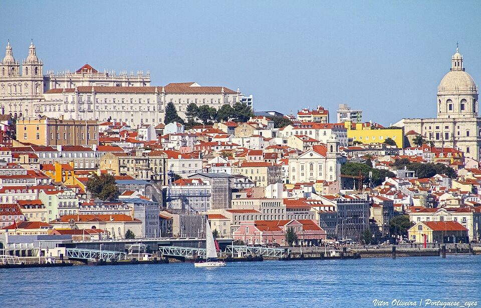 Lisbon rooftops running down to the Tagus